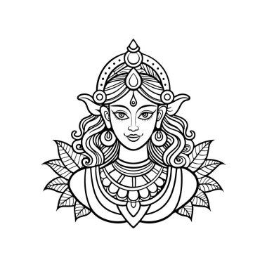 Tanrıça Durga 'nın vektör çizimi. Durga festivali, durga, navratri festivali