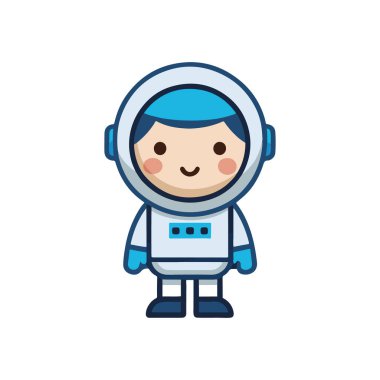 Şirin astronot karikatür ikon vektör çizimi tasarımı