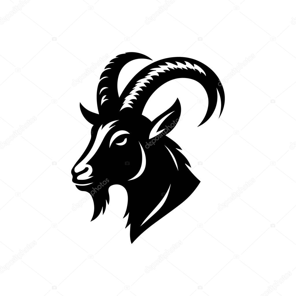 Goat Head Silhouette Vector