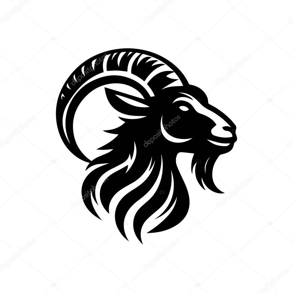 Goat Head Silhouette Vector