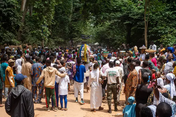 stock image Devotees and worshippers of the Osun goddess at the annual Osun Osogbo Festival held in Osun State, Nigeria - West of Africa on Friday August 9 2024