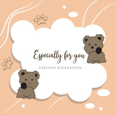 Davetiyeler veya kartlar için şirin ayı çerçevesi arkaplanı