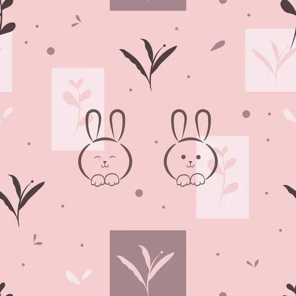 Vector Seamless Pattern Cute Bunny Rabbit Design Scrapbooking Background — Stock Vector