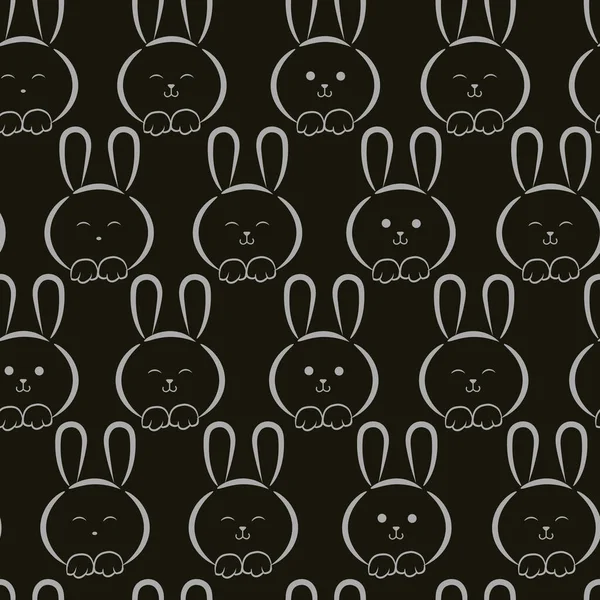 用于剪贴簿背景的矢量无缝图案可爱兔子设计 — 图库矢量图片