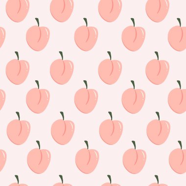 Pembe arka plan vektör çizimi üzerinde şeftaliler