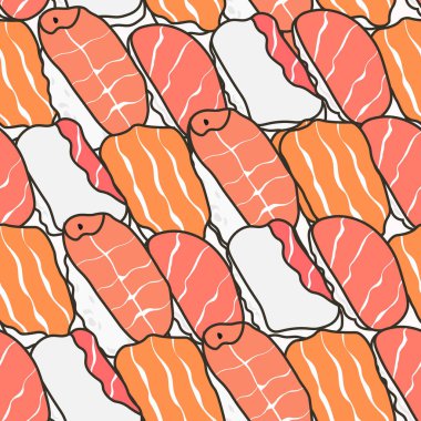 Bir sürü farklı renkte suşi deseni.