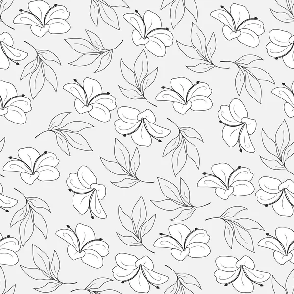 Nahtloses Muster Mit Einfachen Blumen Auf Grauem Hintergrund — Stockvektor