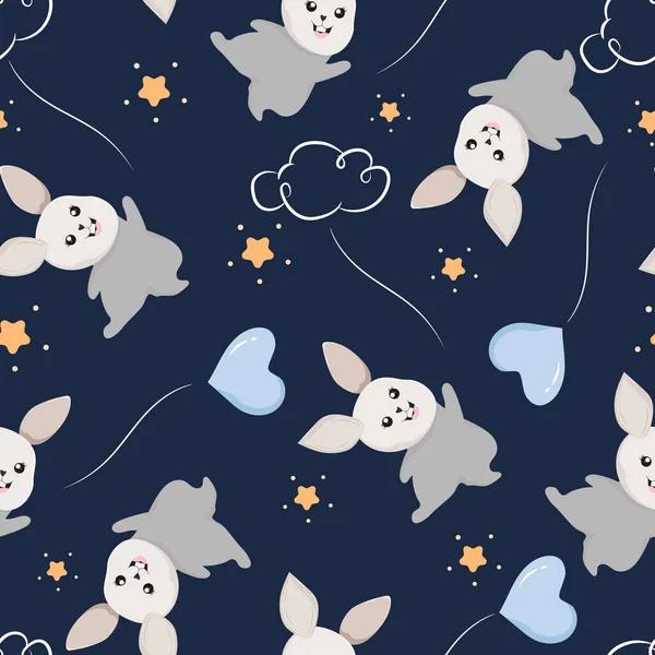 Vector Niedliches Häschen Kaninchen Nahtloses Muster Design Für Kinder — Stockvektor