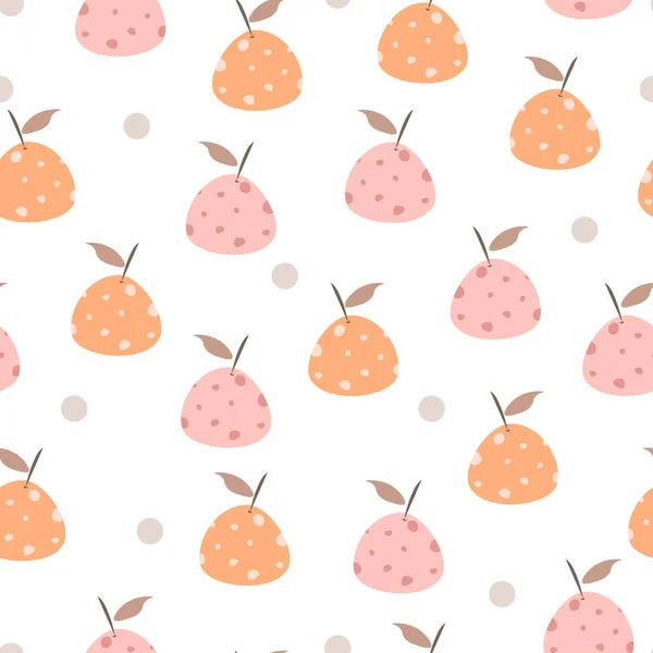 Vector Seamless Pattern Fruits Hand Drawn Design Fabric Textile Wall — Stock Vector