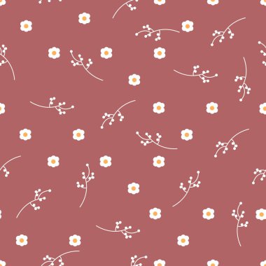 Tekstil için karikatür biçiminde küçük çiçek desenli vektörsüz desen