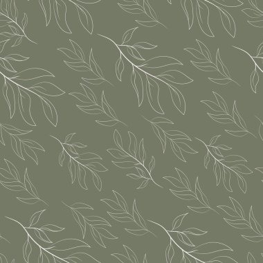 Serbest vektör el çizimi minimal yaprak dikişsiz desen