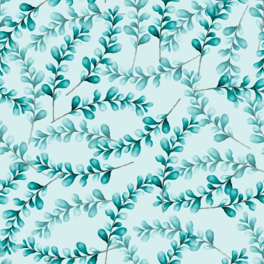 Arkaplan için yeşillik yapraklı suluboya desen tasarımı