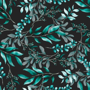 Arkaplan için yeşillik yapraklı suluboya desen tasarımı