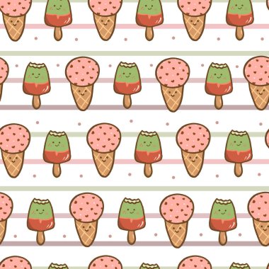 Kawaii yemekleri arka plan için kusursuz desen