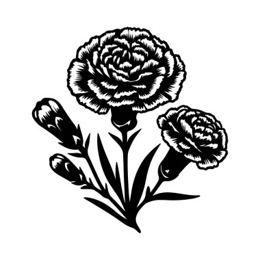 Karanfil çiçeği silueti vektör çizimi