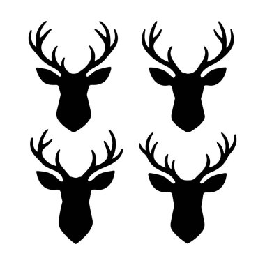 Geyik siluetleri. vektör illüstrasyon kümesi