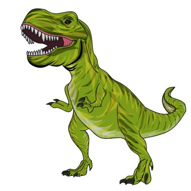  Beyaz arka planda büyük gözleri olan yeşil dinozor çizgi filmi.