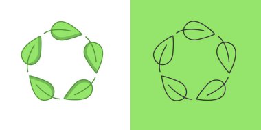 yeşil yapraklar logo şablon vektör resimleme tasarımı