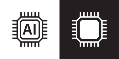 Ai devre çipi ana hatları biçim tasarım vektörü. Yapay zeka sembolü çizimi.