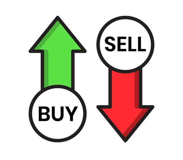 Vásárlás Eladni Piros Zöld Fel Nyíl Ikon Vektor Cryptocurrency Stock — Stock Vector