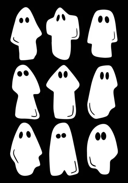 Geist Halloween Charakter Kritzel Sammlung Set Illustration Vektor — Stockvektor