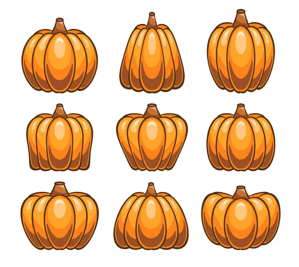 ハロウィンカボチャの形セットのアイコンのデザインベクトル 秋休みコレクションシンボルイラスト — ストックベクタ