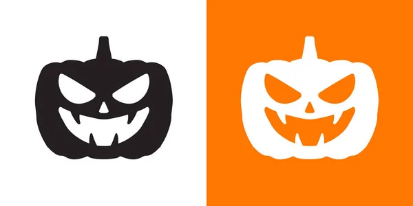 Halloween Abóbora Assustador Rosto Ícones Vetor Design Jack Lanterna Símbolo — Vetor de Stock
