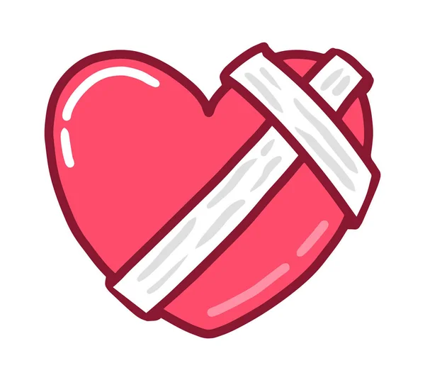 Heart Bandage Doodle Icon Design Vector Mending Love Emoji Symbol — Stock Vector