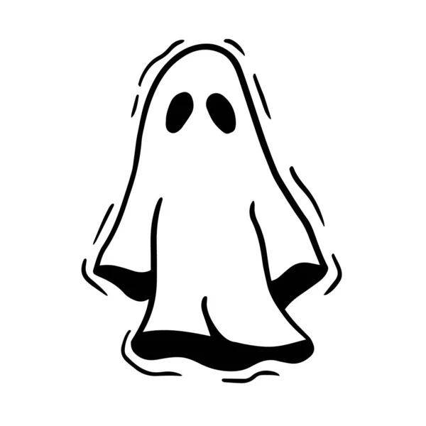 Ghost Doodle Karaktär Illustration Design Vektor — Stock vektor