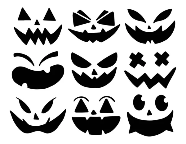 Halloween Kürbis Geschnitzt Gesicht Charakter Sammlung Illustration Vektor — Stockvektor