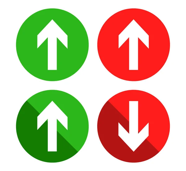 Verde Arriba Rojo Abajo Flecha Icono Signo Vector Aislado Forma — Vector de stock