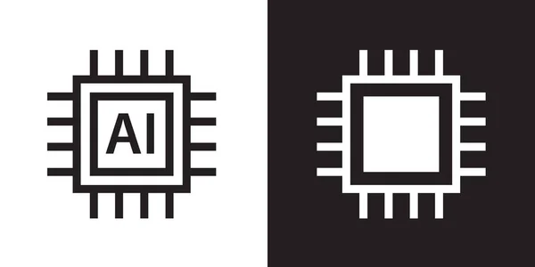回路チップのアウトラインスタイルアイコン設計ベクトル 人工知能シンボルイラスト — ストックベクタ