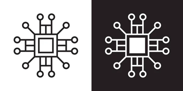 Inteligencia Artificial Moderna Esbozar Estilo Icono Diseño Vector Tecnología Chip — Vector de stock