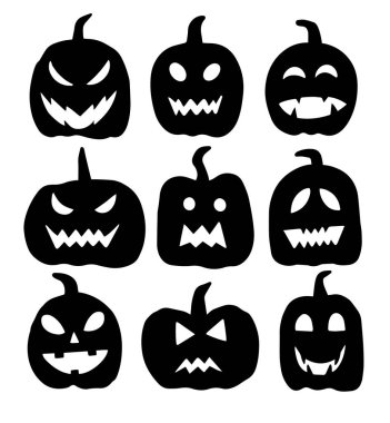 Kabak eli çizilmiş siluet tasarım vektörü seti.