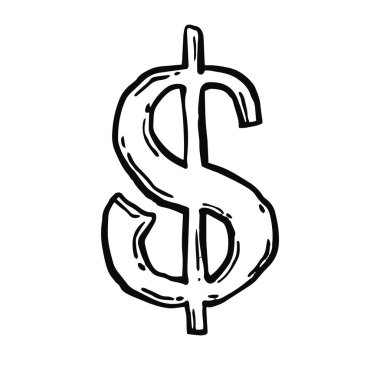 Dolar el çizimi illüstrasyon vektör tasarımı. 