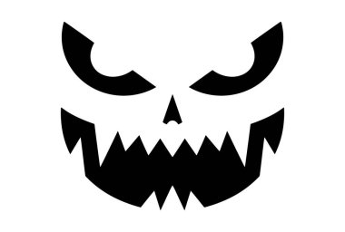 Canavar korkunç yüz silueti karakter çizimi.