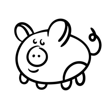 Şirin domuz çizim çizim vektörü. El çizimi hayvan tasarımı.