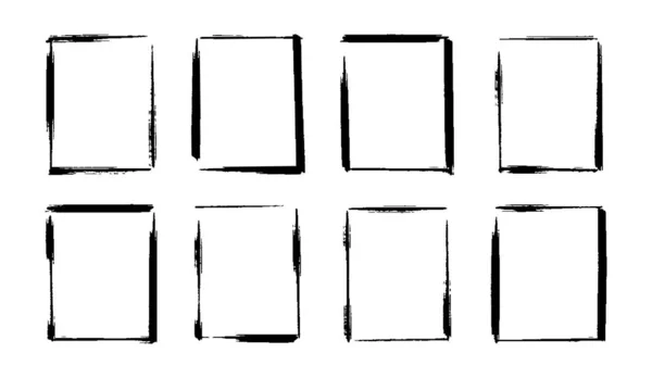 Ορθογώνια Στοιχεία Δέσμης Συλλογή Πλαίσιο Βούρτσα Grunge Οριοθέτηση Εικονογράφηση Διάνυσμα — Διανυσματικό Αρχείο