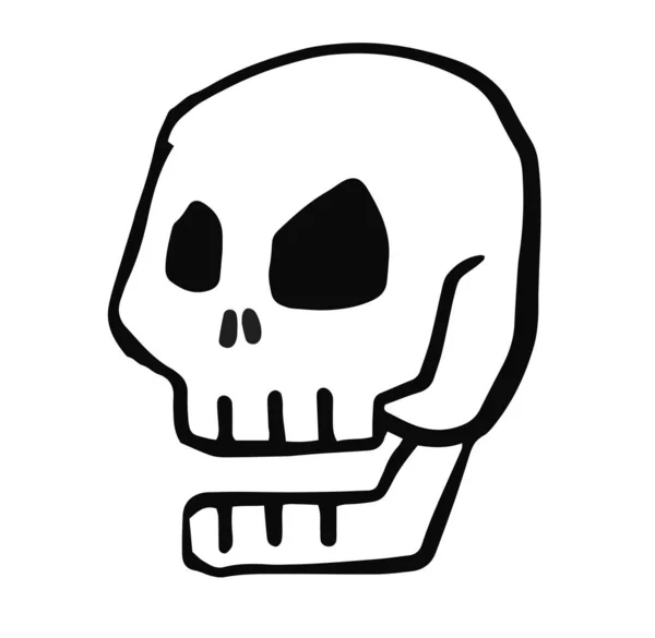 怖い頭蓋骨の手描きデザインイラスト — ストックベクタ