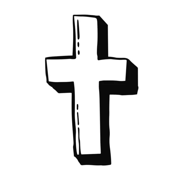 Ručně Kreslený Křížový Ilustrační Vektor Náboženská Víra Design — Stockový vektor