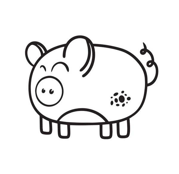 Pig Doodle Illustrationsvektor Handgezeichnetes Tierdesign — Stockvektor