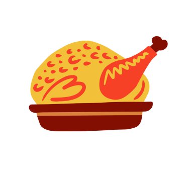 Kızarmış hindi çizgi filmi el yapımı tasarım vektörü. Şükran Günü bayramı.