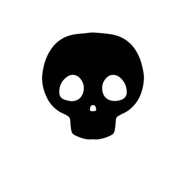 Kurukafa el katı çizgi tasarım vektörü çizdi. Kötü karakter sembolü. 