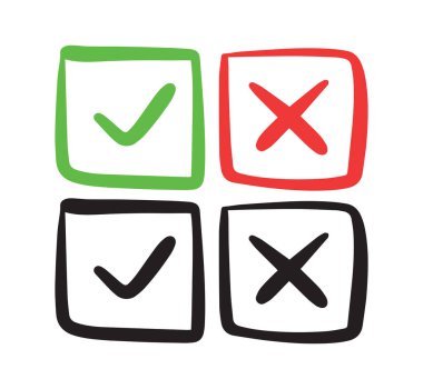 El çizilmiş simge tasarım vektörünü işaretle ve çapraz işaretle.