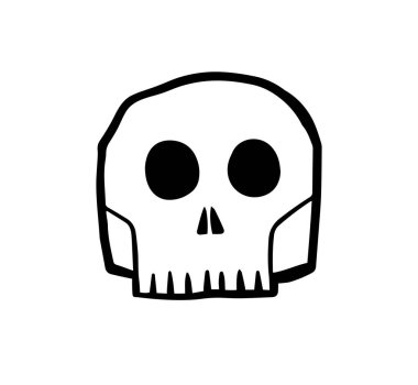 Kafatası el çizimi çizgi tasarım vektörü. Korkunç karakter sembolü. 