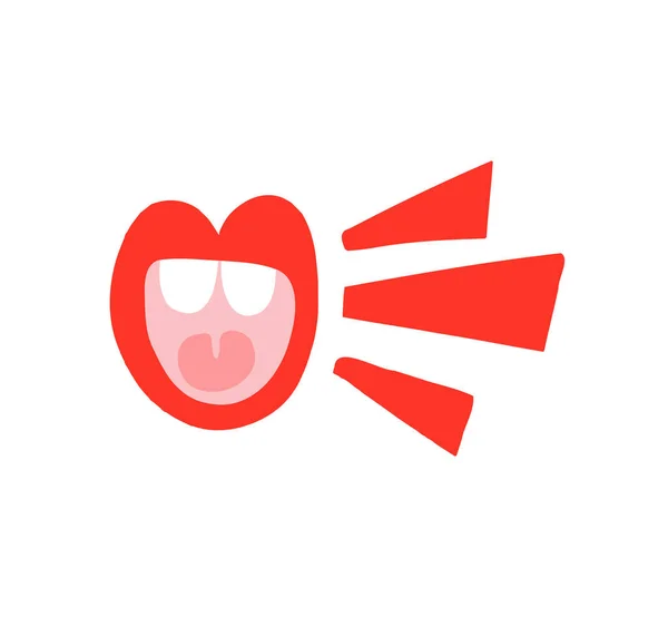Σχεδιασμός Ομιλίας Κόκκινα Χείλη Σύμβολο Όμορφης Γυναίκας Επίπεδο Διάνυσμα Απεικόνισης — Διανυσματικό Αρχείο