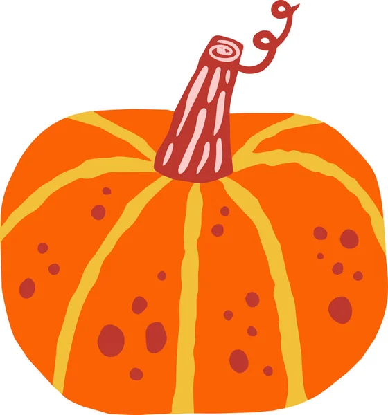 Tecknad Pumpa Handritad Design Vektor Halloween Thanksgiving Semester Symbol — Stock vektor