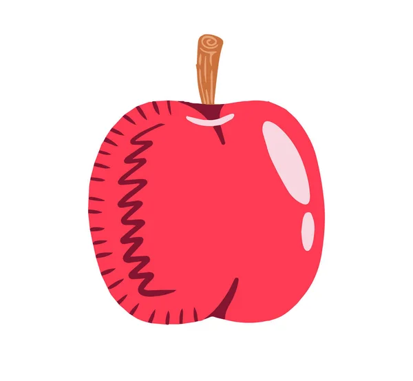 Apple Kreskówki Rysowane Wektor Projektu Naturalny Symbol Żywności Owocowej — Wektor stockowy