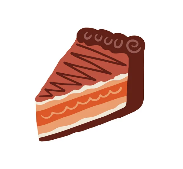 Tiramisu Torta Cioccolato Cartone Animato Disegnato Mano Vettore Design Simbolo — Vettoriale Stock
