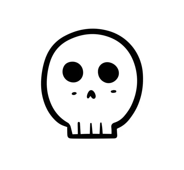 頭蓋骨の手線のデザインベクトル 恥ずかしがり屋ポーズキャラクターシンボル — ストックベクタ